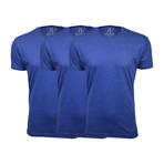Ultra Soft Sueded Crew-Neck // Heather Royal Blue // Pack of 3 (M)