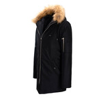 Fur Hooded Winter Coat // Black (L)