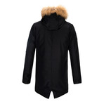 Fur Hooded Winter Coat // Black (2XL)