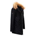 Fur Hooded Winter Coat // Black (XL)