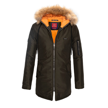 Fur Hooded Winter Coat // Khaki (S)