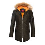 Fur Hooded Winter Coat // Khaki (XL)