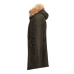 Fur Hooded Winter Coat // Khaki (M)