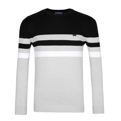 Cavallari Jersey Sweater // Light Gray + Black + White (M)