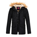 Fur Fleeced Winter Coat // Black (M)