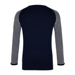 Thiago Jersey Sweater // Light Gray + Navy (L)