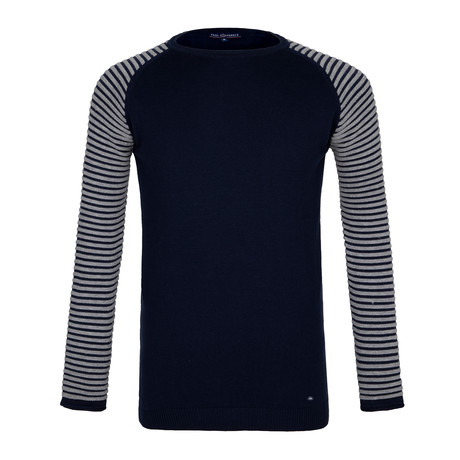 Thiago Jersey Sweater // Light Gray + Navy (S)