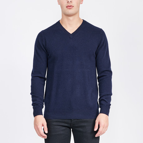Classic V-Neck Cashmere Sweater // Navy (S)