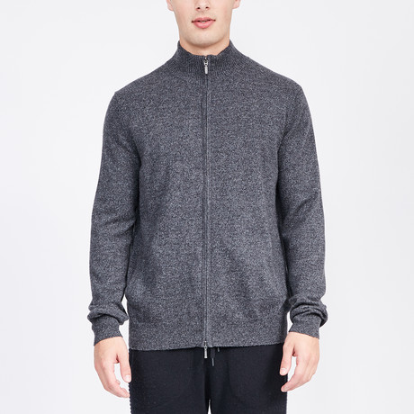 Classic Full Zip Cashmere Sweater // Charcoal Heather (S)