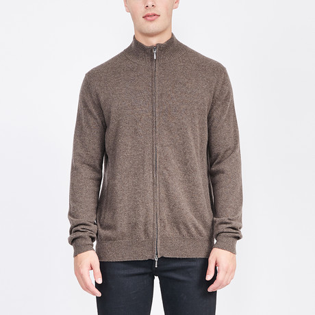 Classic Full Zip Cashmere Sweater // Malt (S)