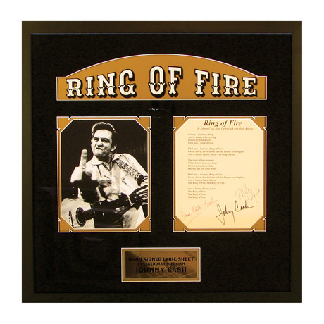 Johnny Cash // Ring Of Fire // Signed Lyrics Sheet