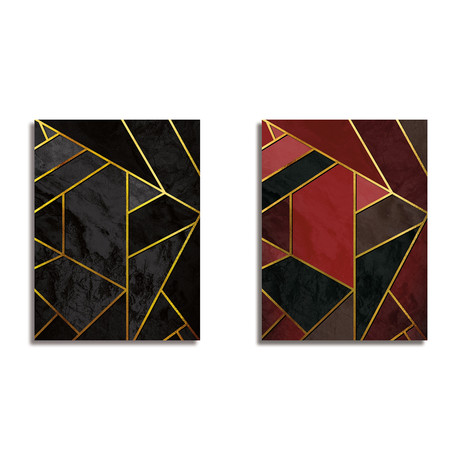 Stained Glass D // Set of 2 (Small)