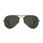Large Metal Aviator Sunglasses // Gunmetal + Green G-15