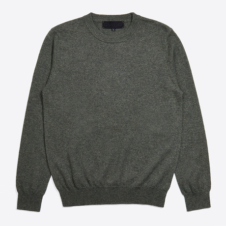 Classic Crew Neck Cashmere Sweater // Forest Heather (S)