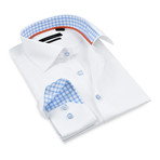 Button-Up Shirt I // White + Light Blue (3XL)