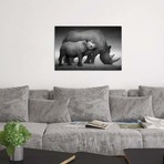 Black Rhino Calf + Cow (18"W x 26"H x 0.75"D)