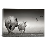 Black Rhino Cow With Calf (18"W x 26"H x 0.75"D)