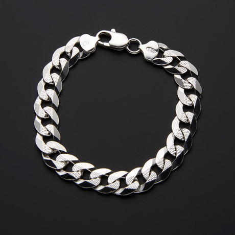 Rhodium Plated Cuban Pave Bracelet // Silver (9"L)