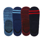 Invisible No-Show Double Stripe Sock // Pack of 4 // Multicolor