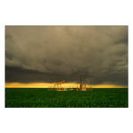 Oil Well And Spring Crops Below Violent Sky (Framed // 26"W x 20"H)