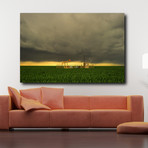 Oil Well And Spring Crops Below Violent Sky (Framed // 26"W x 20"H)