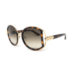 Women's Rounded Sunglasses // Dark Tortoise + Gold + Gray Gradient