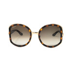 Women's Rounded Sunglasses // Dark Tortoise + Gold + Gray Gradient