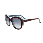 Ferragamo // Women's Cat Eye Sunglasses // Havana + Blue + Brown Gradient