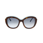 Ferragamo // Women's Cat Eye Sunglasses // Havana + Blue + Brown Gradient