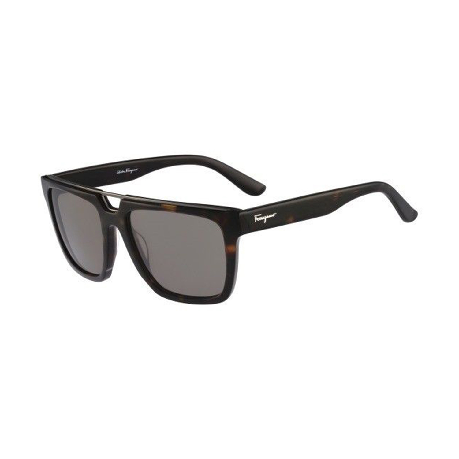 Ferragamo Rectangle Double Bridge Sunglasses Tortoise Gray Salvatore Ferragamo Touch 