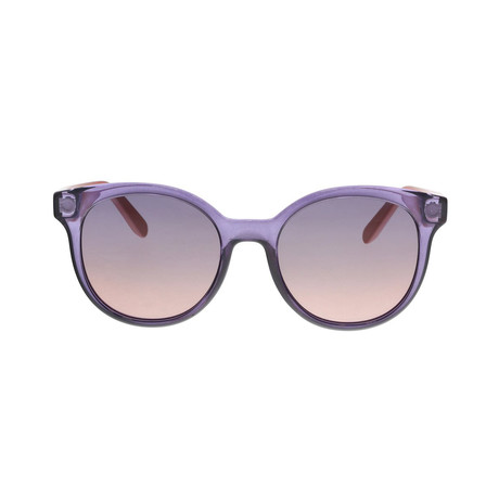 Ferragamo // Women's Round Transparent Sunglasses // Crystal Purple + Purple Gradient