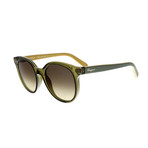 Ferragamo // Rounded Sunglasses // Crystal Olive + Brown Gradient