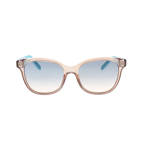 Rectangular Transparent Sunglasses // Beige And Blue + Blue