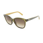 Ferragamo // Modified Rectangle Sunglasses // Crystal Olive + Brown Gradient