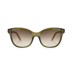 Ferragamo // Modified Rectangle Sunglasses // Crystal Olive + Brown Gradient