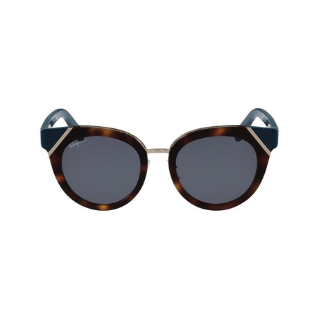 Ferragamo // Women's Tea Cup Sunglasses // Tortoise + Petrol + Gray