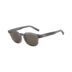 Ferragamo // Men's Classic Round Sunglasses // Striped Gray + Gray