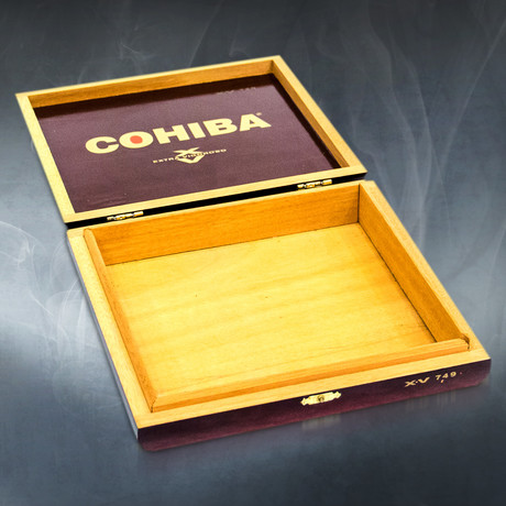 Cohiba Extra Vigoroso Cigars // Vintage Handmade Oxblood Wooden Cigar Box