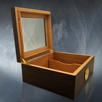 Walnut Wood Glass Top // Luxury Cigar Humidor 50Ct
