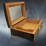 Walnut Wood Glass Top // Wide Luxury Cigar Humidor 40Ct