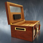 Golden Cherry Wood + Glass // Large Luxury Cigar Humidor 120Ct
