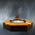 Large Burl Wood Hexagon // Luxury Cigar Ashtray + Cutter + Punch