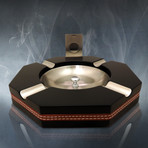 Large Ebony Wood Hexagon // Luxury Cigar Ashtray + Cutter + Punch