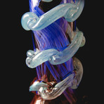 Tie-Dye Blown-Glass Pipes (12" Red + Blue Swirl)