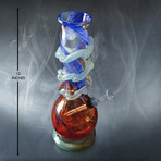 Tie-Dye Blown-Glass Pipes (12" Red + Blue Swirl)