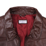 Leather Biker Jacket // Brown (M)