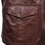 Leather Biker Jacket // Brown (M)