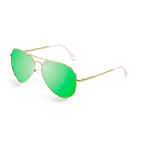 Bonila Sunglasses // Shiny Gold + Green (Shiny Gold, Green)