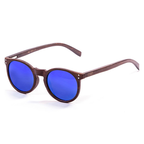 Lizardwood Sunglasses // Bamboo Dark + Blue (Bamboo Dark, Blue)