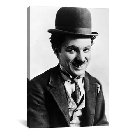 Charlie Chaplin Smiling In A Coat And Tie // Movie Star News (26"W x 18"H x 0.75"D)